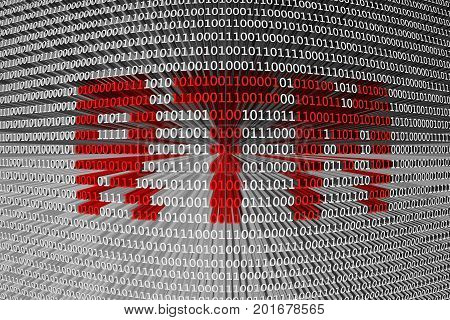 RTM in the form of binary code, 3D illustration