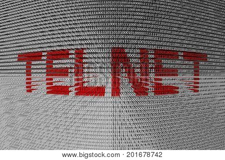 TELNET in the form of binary code, 3D illustration