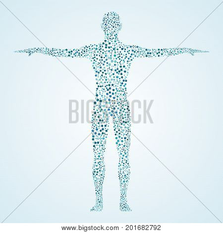 Human body with molecules DNA. Medicine science and technology concept. Illustration.
