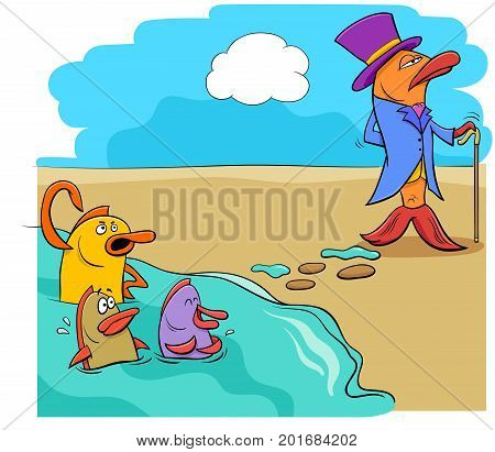 Saying Fish Out Of Water Humor Cartoon