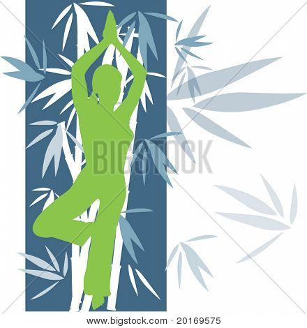 Yoga posent sur fond de conception de bambou