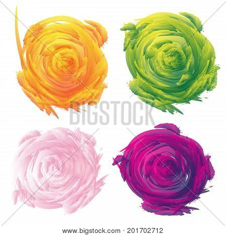 Set of abstract floral vector background in different colors. Explosion color background.