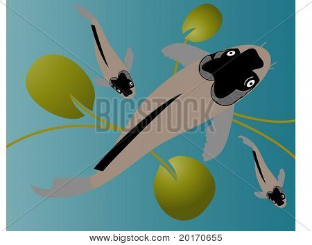 stiliserad fisk i dammen vektor