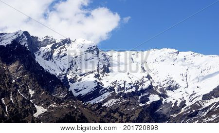 Snow clad mountains in the region of north india