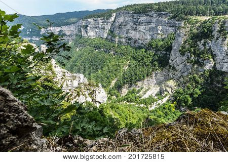 Impressive views of the mountains gorges cayons and walls of the National Park 'De Vercors' in France