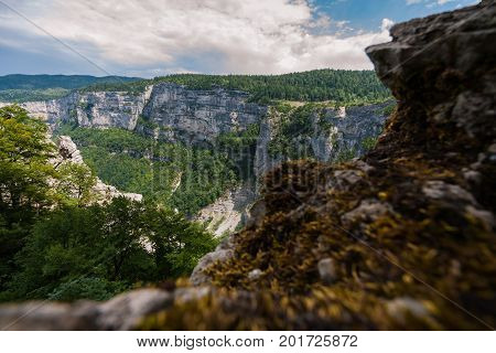 Impressive views of the mountains gorges cayons and walls of the National Park 'De Vercors' in France