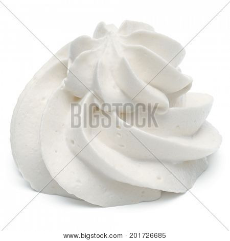 Whipped cream swirl  isolated on white background cutout