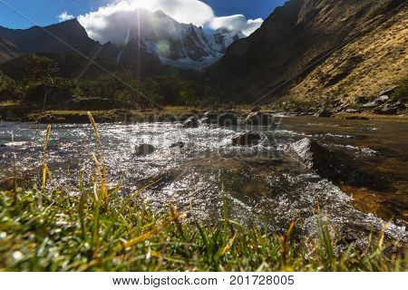Beautiful mountains landscapes in Cordillera Huayhuash, Peru, South America