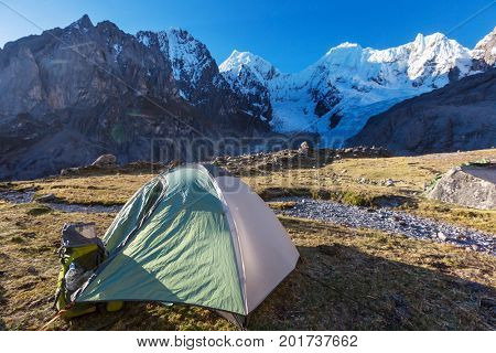Hicker's tent in the mountains