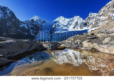 Beautiful mountains landscapes in Cordillera Huayhuash, Peru, South America