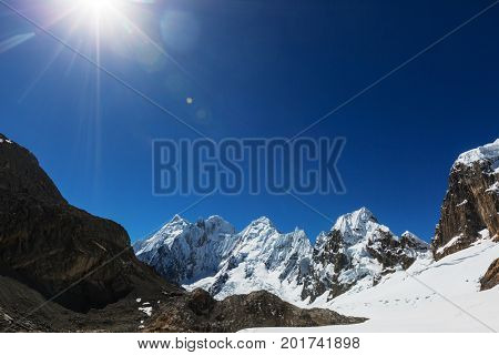 Beautiful mountains landscapes in Cordillera Huayhuash, Peru, South America