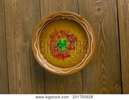 Merji shorbasi - Red lentil soup close up homemade, meal
