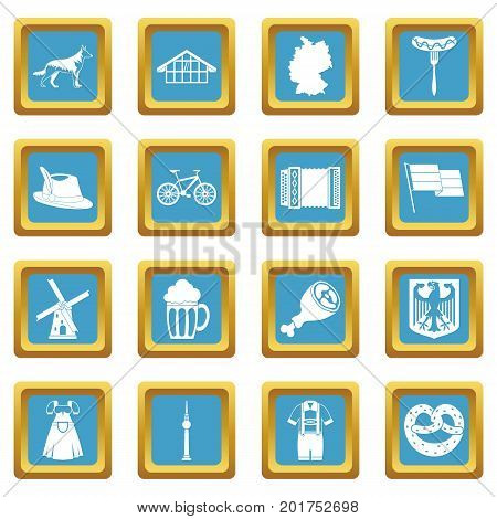 Germany icons set in azur color isolated vector illustration for web and any design