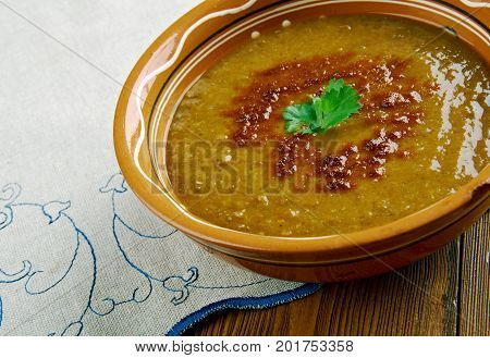 Merji shorbasi - Red lentil soup close up healthy meal