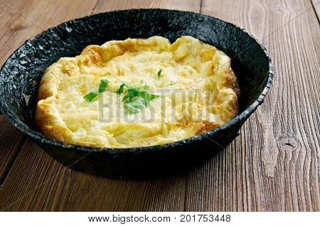 Omelette Tunterma.Tatar cuisine. close up healthy meal