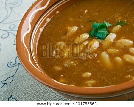 Bob chorba - national Bulgarian dish. , close up traditional meal