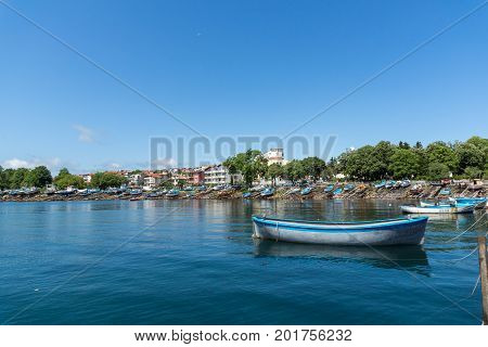 AHTOPOL, BULGARIA - JUNE 30, 2013: Panorama of port of town of Ahtopol,  Burgas Region, Bulgaria