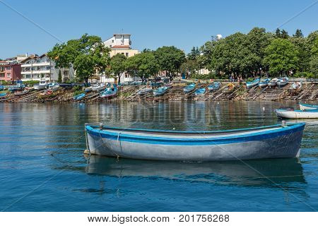 AHTOPOL, BULGARIA - JUNE 30, 2013: Panorama of port of town of Ahtopol,  Burgas Region, Bulgaria