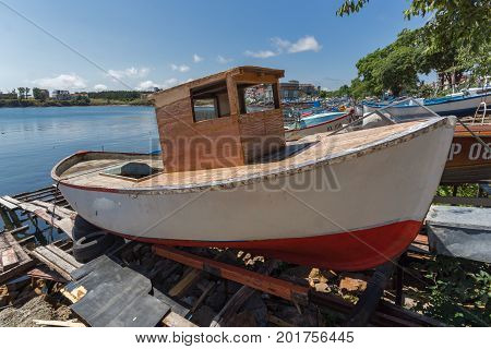 AHTOPOL, BULGARIA - JUNE 30, 2013: Panorama of port of town of Ahtopol,  Burgas Region, Bulgaria