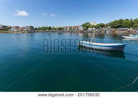 AHTOPOL, BULGARIA - JUNE 30, 2013: Panorama of port of town of Ahtopol,  Burgas Region, Bulgaria