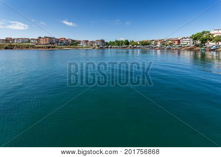 AHTOPOL, BULGARIA - JUNE 30, 2013: Panorama of port of town of Ahtopol,  Burgas Region, Bulgaria