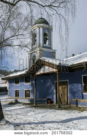 KOPRIVSHTITSA, BULGARIA - DECEMBER 13, 2013: Church of Assumption of Virgin Mary in historical town of Koprivshtitsa, Sofia Region, Bulgaria