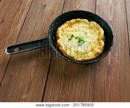 Omelette Tunterma.Tatar cuisine. close up  homemade meal