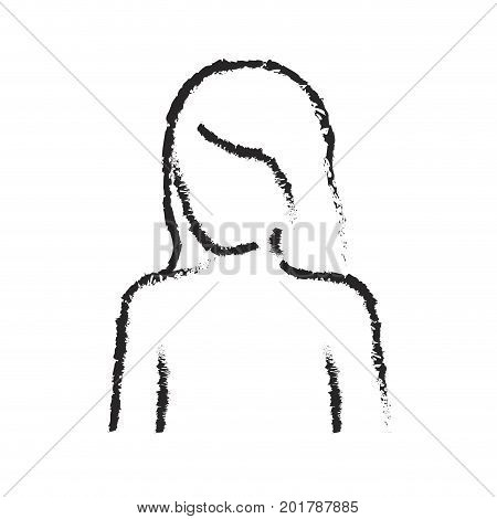 monochrome blurred silhouette of female half body and faceless vector illustration