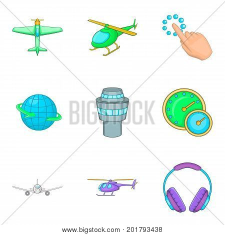 Acft icons set. Cartoon set of 9 acft vector icons for web isolated on white background