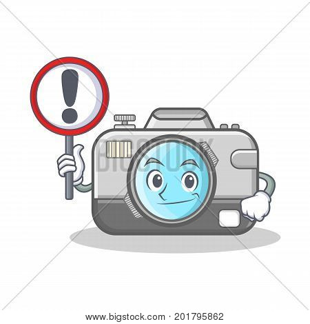 With sign photo camera character cartoon vector illustration
