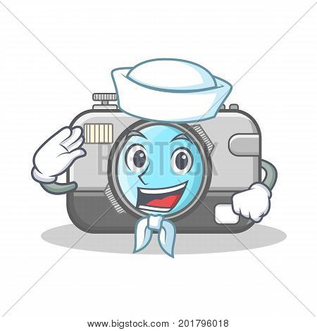 Sailor photo camera character cartoon vector illustration