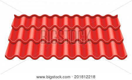 Corrugated Tile Vector. Element Of Roof. Ceramic Tiles. Fragment Of Roof Illustration.