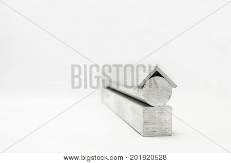 House from different metal profiles on white background