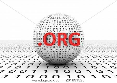 ORG conceptual sphere binary code 3d illustration