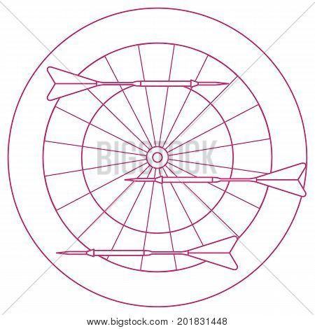 Cute Vector Illustration Of Target And Arrows For The Darts. Sports Theme.