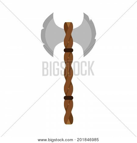 Viking axe vector illustration battle weapon old warrior isolated medieval war scandinavian sword
