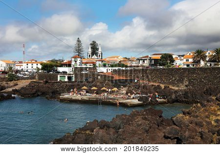 MADALENA, PORTUGAL - AUGUST 02, 2017: Cityscape of Madalena Resort in Pico island, Azores, Portugal