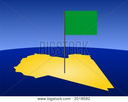 Kort over Libyen med Flag