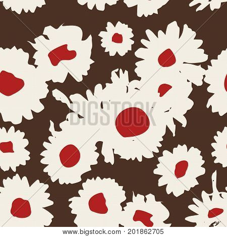 Floral background with chamomiles. A simple pattern for textile printing, decoration, paper, scrapbooking, patchwork. Vector illustration