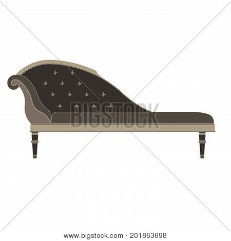 Vector classic sofa flat icon isolated. Retro furniture side view illustration. Bed design vintage luxury