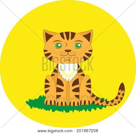 Toy tiger cute childish style. Cartoon character. Flat vector stock illustration.