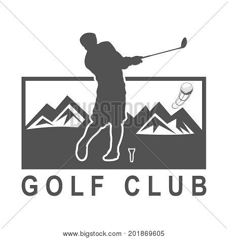 Vintage golf poster with a golf player. Vector illustration