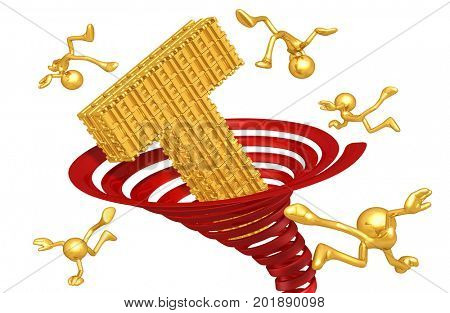 Tornado Around A T Made Of Lies 3D Illustration