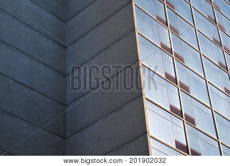 modern architecture building corner perspective tower office finance facade wall skyscraper concrete window