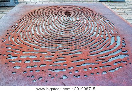 Krakow/Poland- August 14, 2017: unconventional monument - «Trace»  by  Polish artist Aleksander Janicki dedicated to Czesław Miłosz centenary, located near Wawel Royal Castle