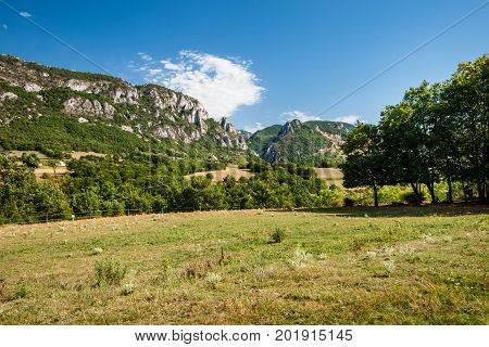 Impressive views of the mountains gorges cayons and walls of the National Park 'De Vercors' in France