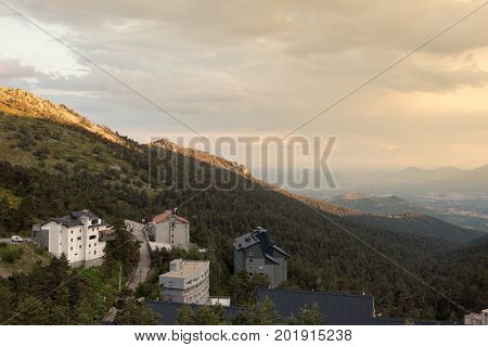Sunset view from the port of Navacerrada Spain