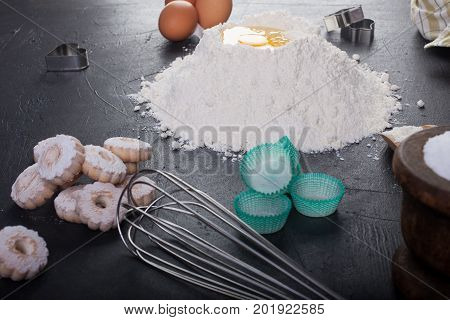 Canestrelli Italian shortbread cookies on black table