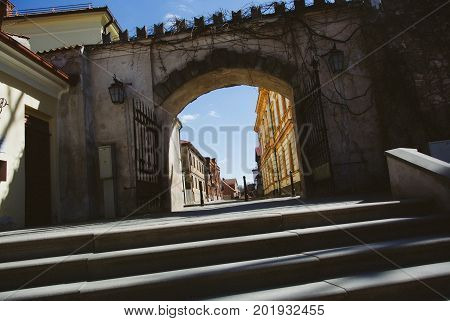 Medieval old city without people and cars Cesis Vidzeme Latvia