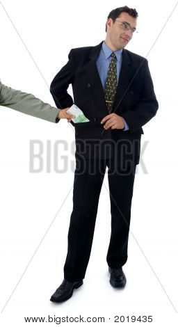 Empresário/político tendo suborno